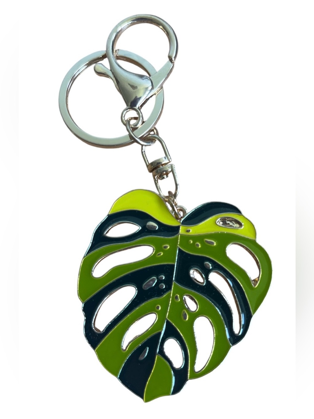 Green Monstera Leaf Keychain